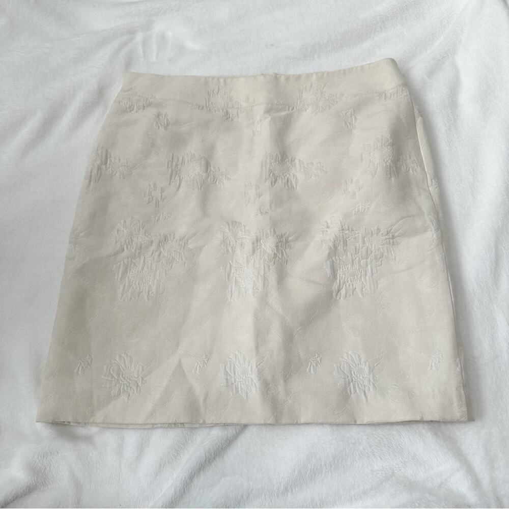 Tempo Paris cream jacquard floral straight skirt size 14